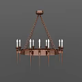 Classic Bronze Chandelier With Circular Frame Chain And Candle Style Bulbs