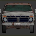 Vintage Rusted Blue And White Pickup Truck With Red Bed