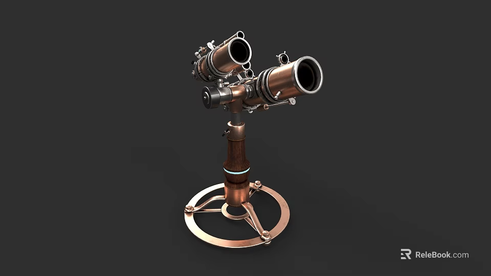 Industrial Equipment With Dual Telescope Like Components And Metal Base Structure 3d model 