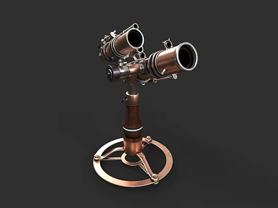 Industrial Equipment With Dual Telescope Like Components And Metal Base Structure 3d model