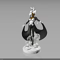 White Haired Fantasy Character Sculpture With Black Creature Wings And Crystal Base Design
