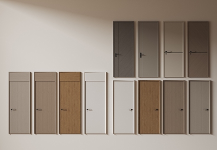 Modern Minimalist Single Door Room Door Bedroom Door Flat Door Solid Wooden Door Swing Door 3d model