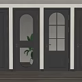 Black Swing Doors With Glass Panels And Metal Handles In Various Styles