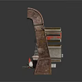Mechanical Structural Design Featuring Wooden Pillars And Metal Frame Internal Components