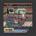 Colorful Multi Level Building 3D Model With Panda Graphic Yellow Tram And Balconies