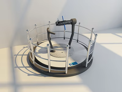 Modern Circular Indoor Fitness Machine With Metal Railings And Handles 3d model
