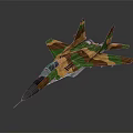 Camouflage Fighter Jet Model With Sharp Nose Angled Wings On Gray Background 3d model