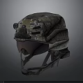 Military Tactical Helmet With Camouflage Pattern Visor And Communication Headset