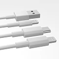 White Phone Charging Data Cables With USB C Lightning USB A Connectors 3d model