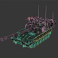 Military Tracked Armored Vehicle with Main Cannon Camouflage and Communication Antennas