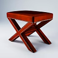 Upholstered Sofa Stools With Crossed X Shaped Legs In Gray Black And Brown