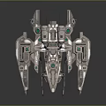 Futuristic Metallic Spaceship With Green Glowing Elements And Mechanical Components Detailed Sci Fi Design