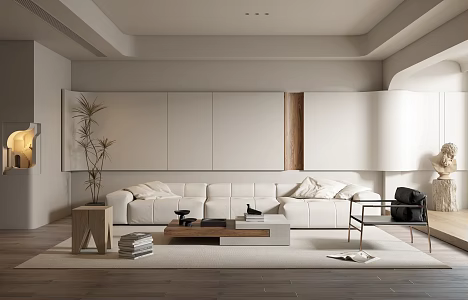 Quiet living room Cream living room 3d model