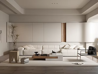 Quiet living room Cream living room 3d model