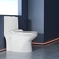 Modern White Toilet in Bathroom Interior With Sleek Surface Dark Wall Tile Floor And Lighting