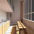 Modern Open Kitchen Interior Design With Wooden Cabinets And Countertops