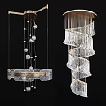 Elegant Modern Chandeliers With Spiral Crystal Strips And Round Glass Ornaments