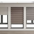 Modern Window Blinds In Neutral Tones For Three Windows Interior Design