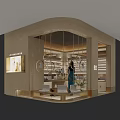 Zun Hua Modern Interior Space With Shelves Counter And Green Plant Decor