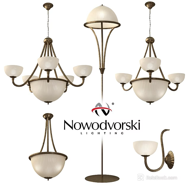 Elegant Nowodvorski Lighting Chandeliers With Metal Frame And Glass Shades Design 3d model 