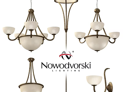 Elegant Nowodvorski Lighting Chandeliers With Metal Frame And Glass Shades Design 3d model