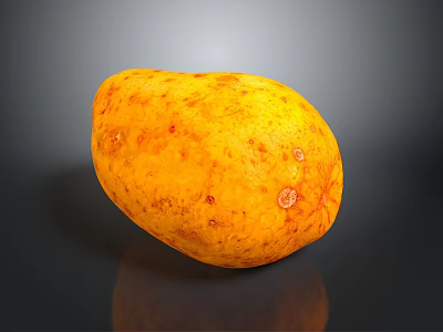 Ripe Orange Papaya with Red Spots on Surface Placed on Dark Background with Reflection 3d model