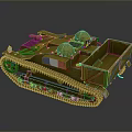 Yellow Military Tank With Tracks Turret And French Flag Emblem