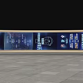 A Woman Standing in Front of Large Digital Display With Icons and Information Text