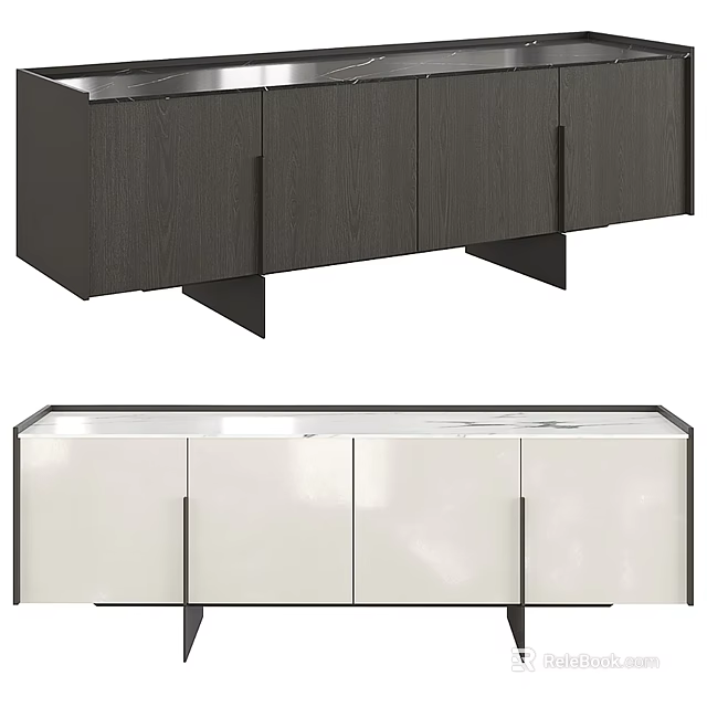 Modern TV Stand With Dark And Light Color Options And Storage Cabinets 3d model 