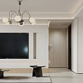 Modern Living And Dining Area Interior With Large Windows Chandelier And Sofa