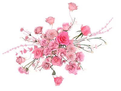 Beautiful Pink Rose Flower Arrangement In Decorative Vase For Home Decor 3d model
