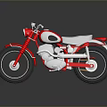Red Vintage Motorcycle With Silver Metal Parts White Seat And Dark Background Reflection