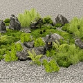 New Chinese-style Courtyard Landscape Sketch Bryophytes Pile Stone Foreria Flowers and Plants Landscape Micro-terrain 3d model