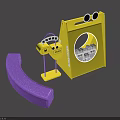 Fun Photo Check-in Spot Featuring Yellow Bag Shape Big Eyes Circular Hole Purple PUDI Signboard
