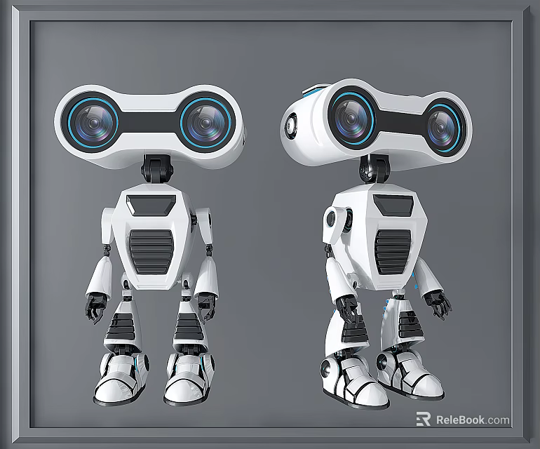 Intelligent Robotic Machines With Large Camera Eyes And Mechanical Limbs Design 3d model 