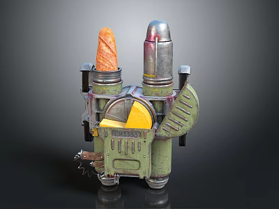 Mechanical Industrial Equipment With Orange Component Silver Metal Part Green Body And Yellow Sliced Section 3d model
