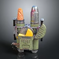 Mechanical Industrial Equipment With Orange Component Silver Metal Part Green Body And Yellow Sliced Section