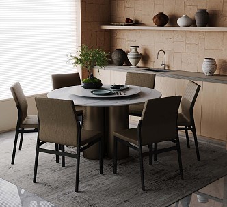 Modern Dining Table and Chair 3d model