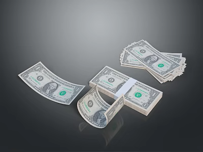 Bundled And Loose US Dollar Bills As Everyday Financial Supplies 3d model