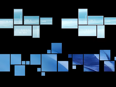 Creative Blue Squares Photo Wall With Black Background And Geometric Arrangement 3d model