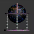 Modern Colorful Decorative Ornament Set with Globe Metal Stand and Shiny Blue Base