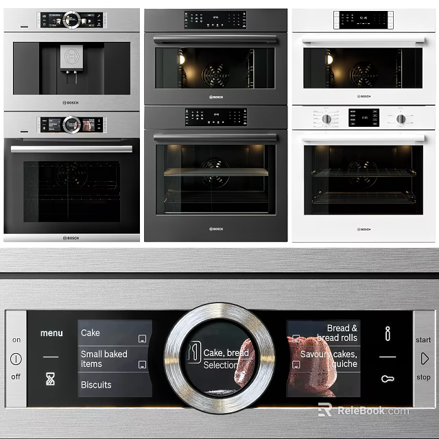 Modern Kitchen Appliances with Built in Ovens and Coffee Machine in Various Styles 3d model 