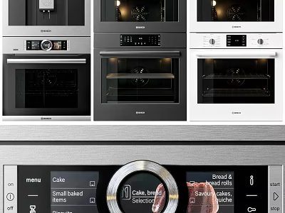 Modern Kitchen Appliances with Built in Ovens and Coffee Machine in Various Styles 3d model