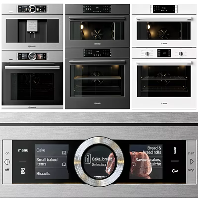 Modern Kitchen Appliances with Built in Ovens and Coffee Machine in Various Styles 3d model