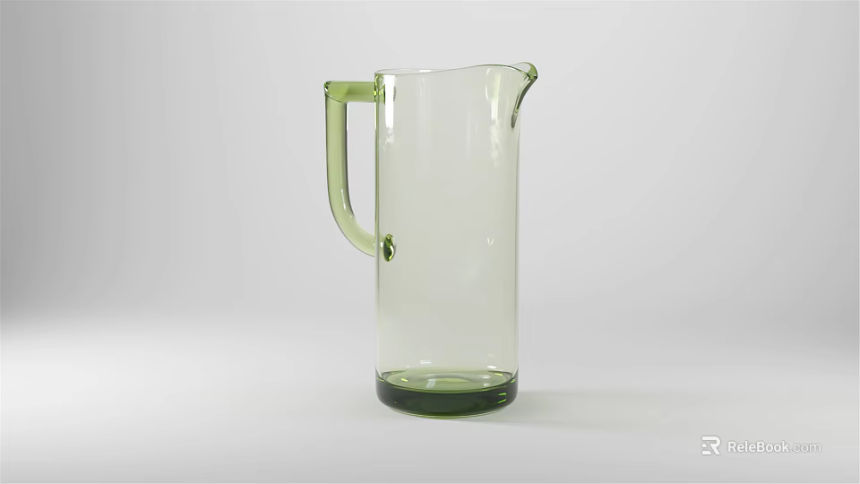 Transparent Glass Water Jug With Green Handle Daily Electrical Appliance For Home Use 3d model