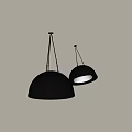 Two Black Hemispherical Pendant Lights Modern Minimalist Design for Interior Decoration 3d model