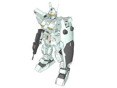 Mecha Robot Design With White Gray Body And Orange Details Holding Gun 3d model