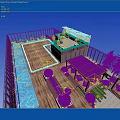 Rooftop Terrace Featuring Swimming Pool Wooden Flooring Green Plants And City Night View
