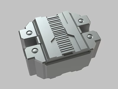 Mechanical Metal Part With Screw Holes Ridges And Angular Design 3d model