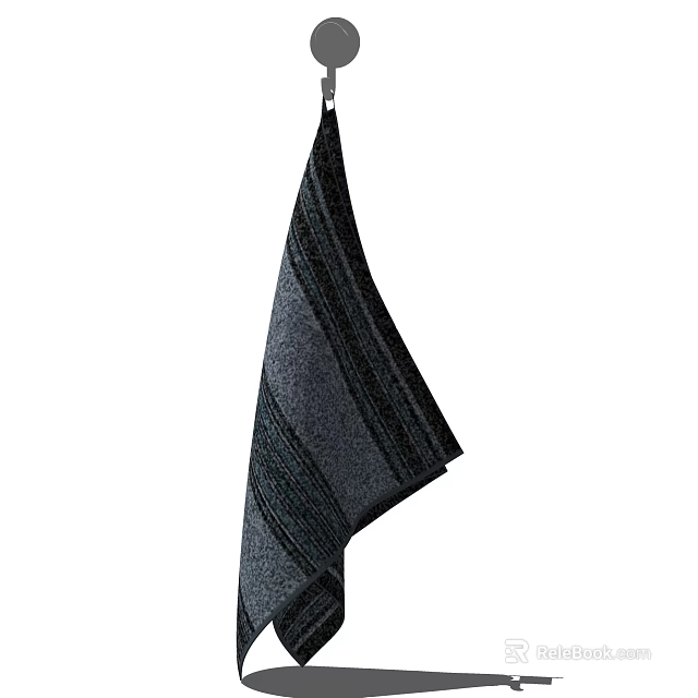 Hanging Gray Striped Bath Towel With Soft Absorbent Fabric Design 3d model 